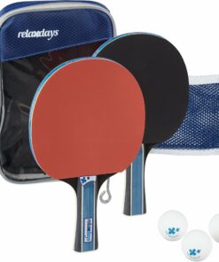 Relaxdays tafeltennis set met net - ping pong set - batjes tafeltennis - pingpongballetjes