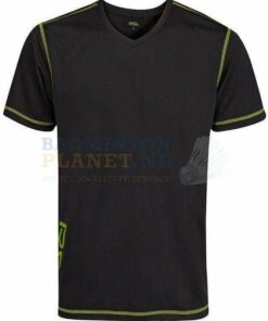 RSL T-shirt Badminton Tennis Zwart/Lime maat XS