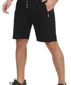 SnelShoppen - Korte Sportbroek Heren XL - Zwart Katoen Stretchstof met Ritssluiting - Ideaal voor Sport, Fitness, Wandelen, en Vrije Tijd