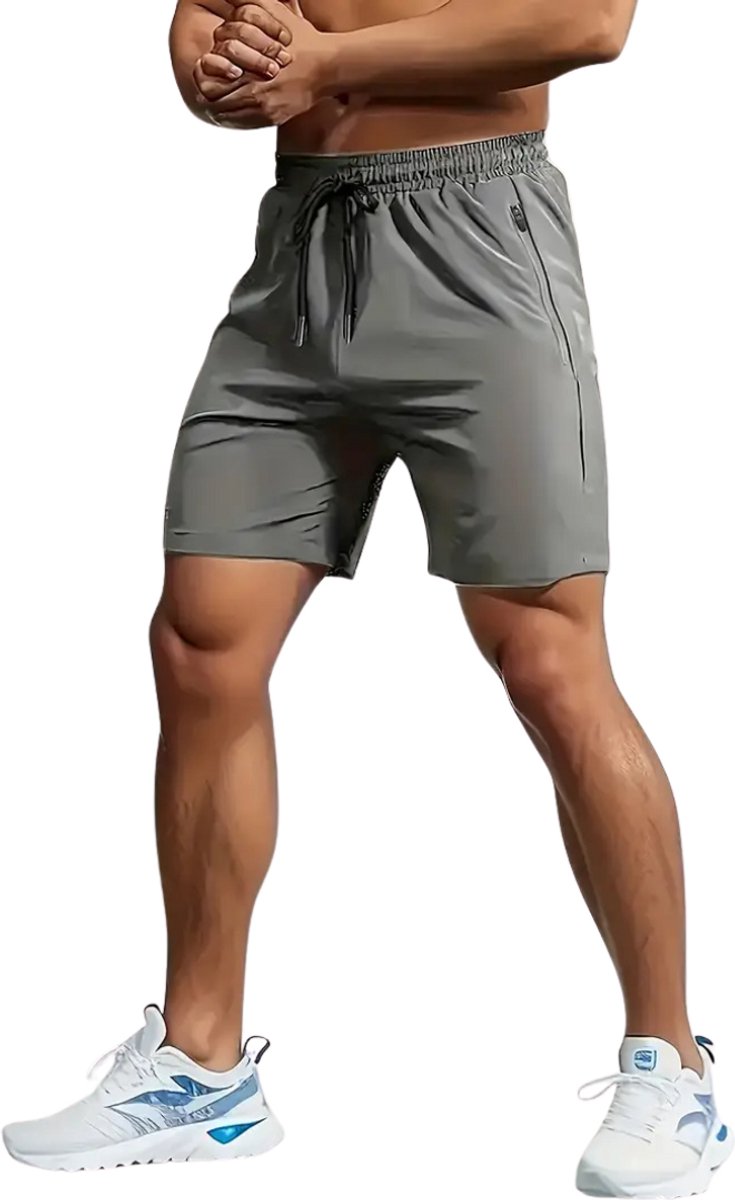 Livano Tennisbroek Heren - Tennisshort - Tenniskleding - Padelbroek - Padel - Gym - Short - Grijs - Maat M