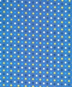 Blue Stars - 1/2m Goals Football World Cup Material Patchwork 100% Cotton Tight Woven Trophies Football Quilt Bedding Cushions Fabric Objectives Trophies Quilting Fabric Goalie Stars 112cm Width